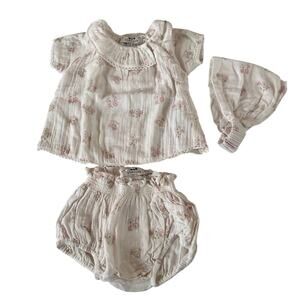 Cyrillus Floral Bundle - Dress, Bloomers, Headpiece - 3 Months